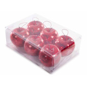 Set 6 ornamente brad Mere rosii  Ø 7,5 cm x 7,5 H