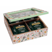 Set 2 cutii ceai Craciun lemn multicolor sticla 18x18x6 cm