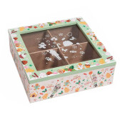 Set 2 cutii ceai Craciun lemn multicolor sticla 18x18x6 cm
