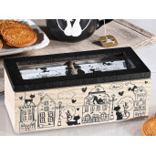 Cutie ceai lemn natur negru 18x8x7 cm
