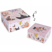 Set 2 cutii bijuterii muzicale lemn multicolor Pisicute cm 20 x 20 x 10 H, 16 x 16 x 8 H 