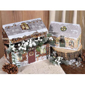 Set 2 cutii decor Craciun 24x14x21.5 cm, 18x10x15 cm