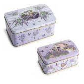 Set 6 cutii depozitare, multicolore metal Lavanda 15,5 x 10 x 8 H, 13 x 8 x 6,5 H