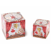 Set 2 cutii decor Craciun lemn 14x14x14 cm, 10x10x10 cm
