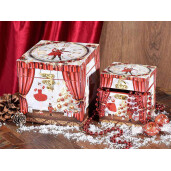 Set 2 cutii decor Craciun lemn 14x14x14 cm, 10x10x10 cm