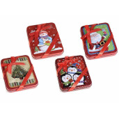 Set 4 cutii Craciun metal multicolor cm 9 x 12 x 1,5 H