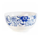 Set 3 boluri portelan alb albastru 14x7 cm, 650 ml