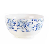 Set 3 boluri portelan alb albastru 14x7 cm, 650 ml