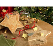 Set 2 platouri, 2 cutite Craciun lemn natur cm 22 x 21 H