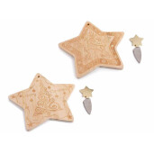 Set 2 platouri, 2 cutite Craciun lemn natur cm 22 x 21 H