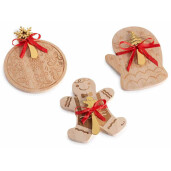 Set 3 platouri, 3 cutite Craciun lemn natur cm 15 x 20 H