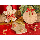 Set 3 platouri, 3 cutite Craciun lemn natur cm 15 x 20 H