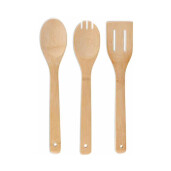 Set 3 ustensile gatit in suport lemn Ø 7 cm x 32 H