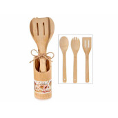 Set 3 ustensile gatit in suport lemn Ø 7 cm x 32 H