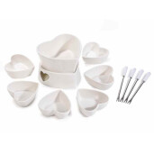 Set fondue portelan alb 15x14x12 H, 500 ml