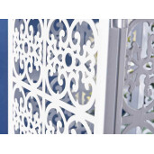 Felinar metal alb, sticla,  25 x 25 x 82 H