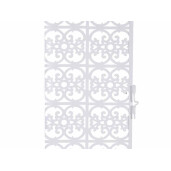 Felinar metal alb, sticla, 18 x 18 x 55 H