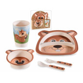 Set hranire bebelusi melamina Veverita cm 20,5 x 21,5 H, 14 x 13 H, 13,5 H, Ø 7 x 9,5 H cm