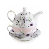 Set 3 ceainice, 3 cesti portelan multicolor 15.5x10.5x13.5 cm
