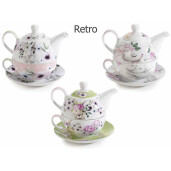 Set 3 ceainice, 3 cesti portelan multicolor 15.5x10.5x13.5 cm
