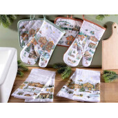 Set Craciun textile bucatarie 38 x 64 H, 18 x 30 H, 18 x 18 H