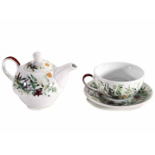 Set 2 ceainice 2 cesti portelan multicolor 400 ml, 250 ml