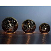 Set 3 sfere aurii cu led 10x9 cm, 13x12 cm, 15x14 cm