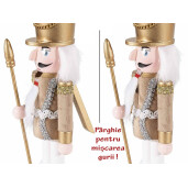 Set 2 figurine Spargatorul de Nuci lemn alb auriu 8.5x8.5x31 cm