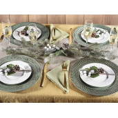 Set 12 farfurii Craciun melamina verde antichizat 33 cm