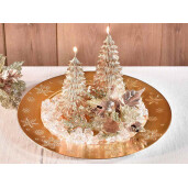 Set 12 farfurii Craciun plastic auriu 33 cm
