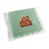 Set 4 suporturi pahare Craciun textil maro verde cm 10 x 10 H