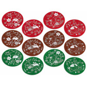 Set 18 suporturi pahare Craciun textil multicolor 12 cm