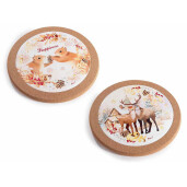 Set 6 suporturi vase fierbinti Craciun pluta ceramica multicolora Ø 19,5 cm