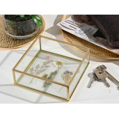 Cutie sticla si flori uscate cm 14 x 14 x 5 H