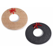 Set 2 platouri Craciun lemn natur negru Ø 25 cm