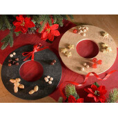 Set 2 platouri Craciun lemn natur negru Ø 25 cm