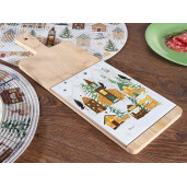 Platou Craciun lemn ceramica multicolor 15x42.5 cm