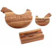 Set 2 platouri si suport lemn maro Gaina 25x8x24 cm