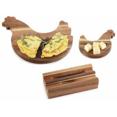 Set 2 platouri si suport lemn maro Gaina 25x8x24 cm