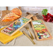 Set 2 platouri servire lemn ceramica cm 12,5 x 41,5 H