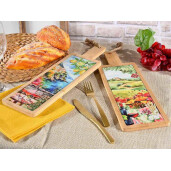 Platou servire ceramica lemn multicolor 12,5 x 41,5 H