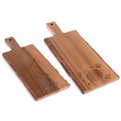 Set 2 platouri servire lemn maro 15,5 x 42 H, 14,5 x 35 H