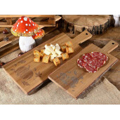 Set 2 platouri servire lemn maro 15,5 x 42 H, 14,5 x 35 H