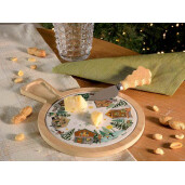 Set platou, cutit lemn ceramica multicolora cm 17,5 x 24 H