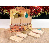 Set 2 platouri Craciun lemn multicolor 11x19 cm