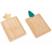 Set 2 platouri Craciun lemn multicolor 11x19 cm
