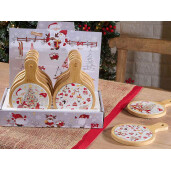 Set 2 platouri Craciun lemn ceramica multicolora cm 12 x 18 H