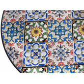 Set mobilier gradina masa 2 scaune fier ceramica Majolica Ø 60 cm x 70 H, 38 x 52,5 x 88 H