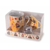 Set 2 cani portelan, 2 infuzoare ceai, 2 farfurioare in cutii cadou Autumn Ø 7,5 cm x 10,5 H, 300 ml