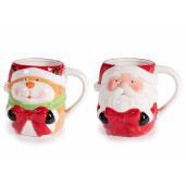 Set 4 cani Craciun ceramica multicolora Ø 10 cm x 10,5 H, 500 ml